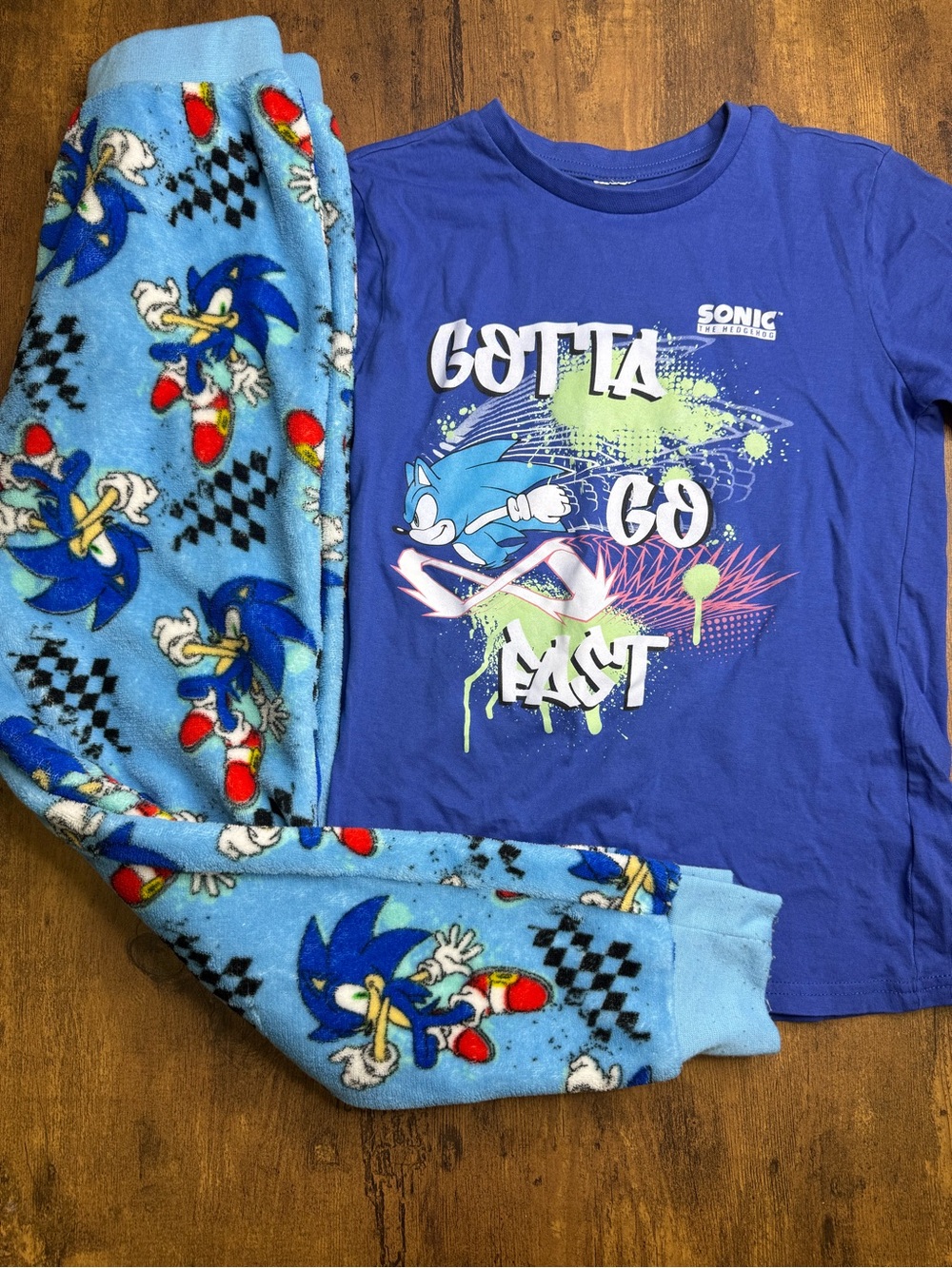 Sonic the Hedgehog Kids Pajama Set - Blue "Gotta Go Fast" Medium (10/12)